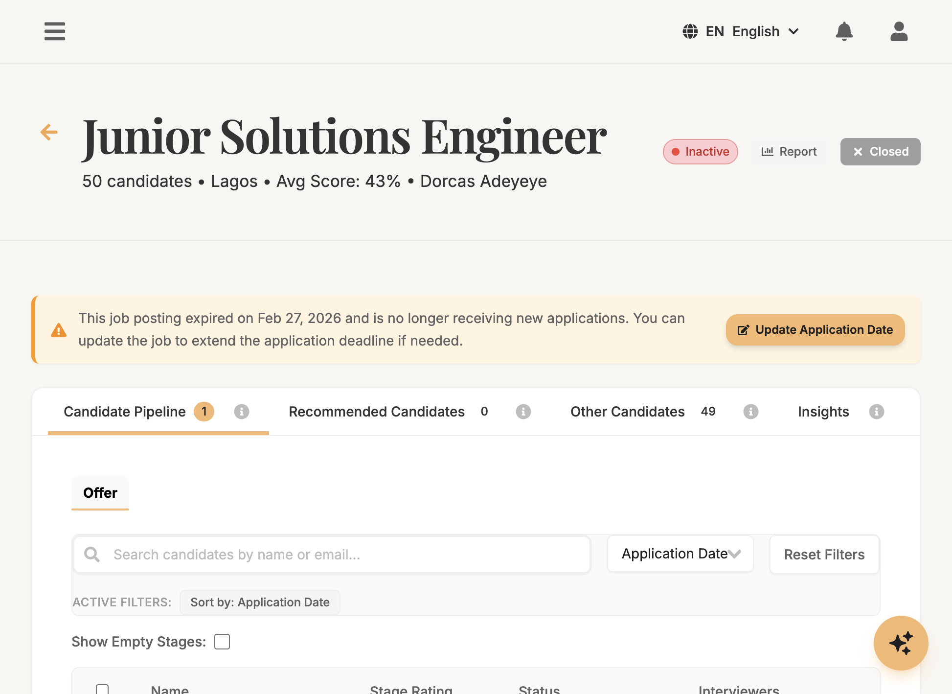 Candidate Pipeline Dashboard