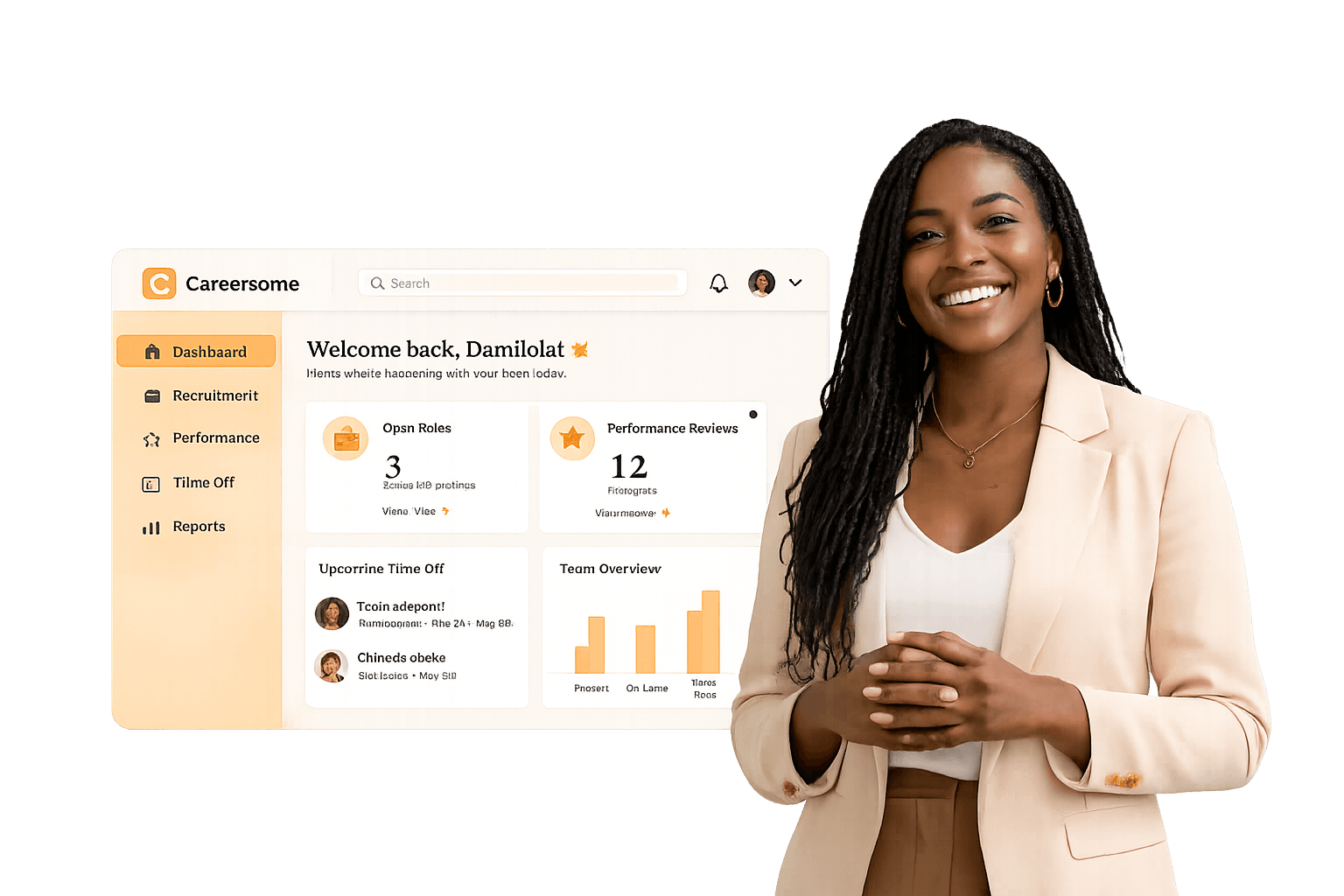 Careersome dashboard preview with product illustration